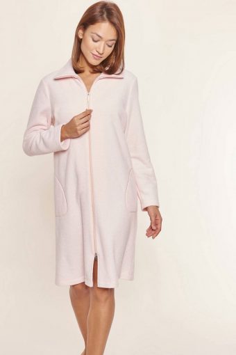 Szlafrok Rosch Casual Chic Zipped Cotton Light Pink Robe 1213201