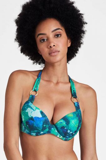 Strój kąpielowy Aubade Deep Green Sea Peinture Padded Push Up Bikini Bra IY08