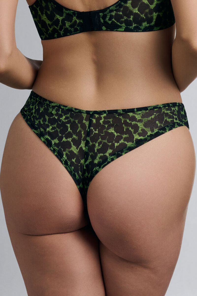 Majtki Marlies Dekkers Rhapsody Black Green Leopard Tanga Butterfly Brief 36004