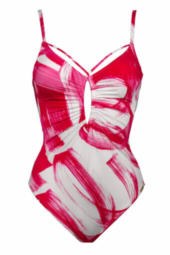 Strój kąpielowy Maryan Mehlhorn White Magenta Underwired One-Piece Swimsuit 4220