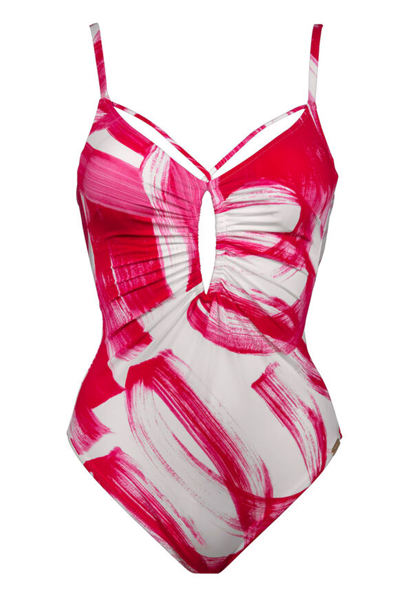 Strój kąpielowy Maryan Mehlhorn White Magenta Underwired One-Piece Swimsuit 4220