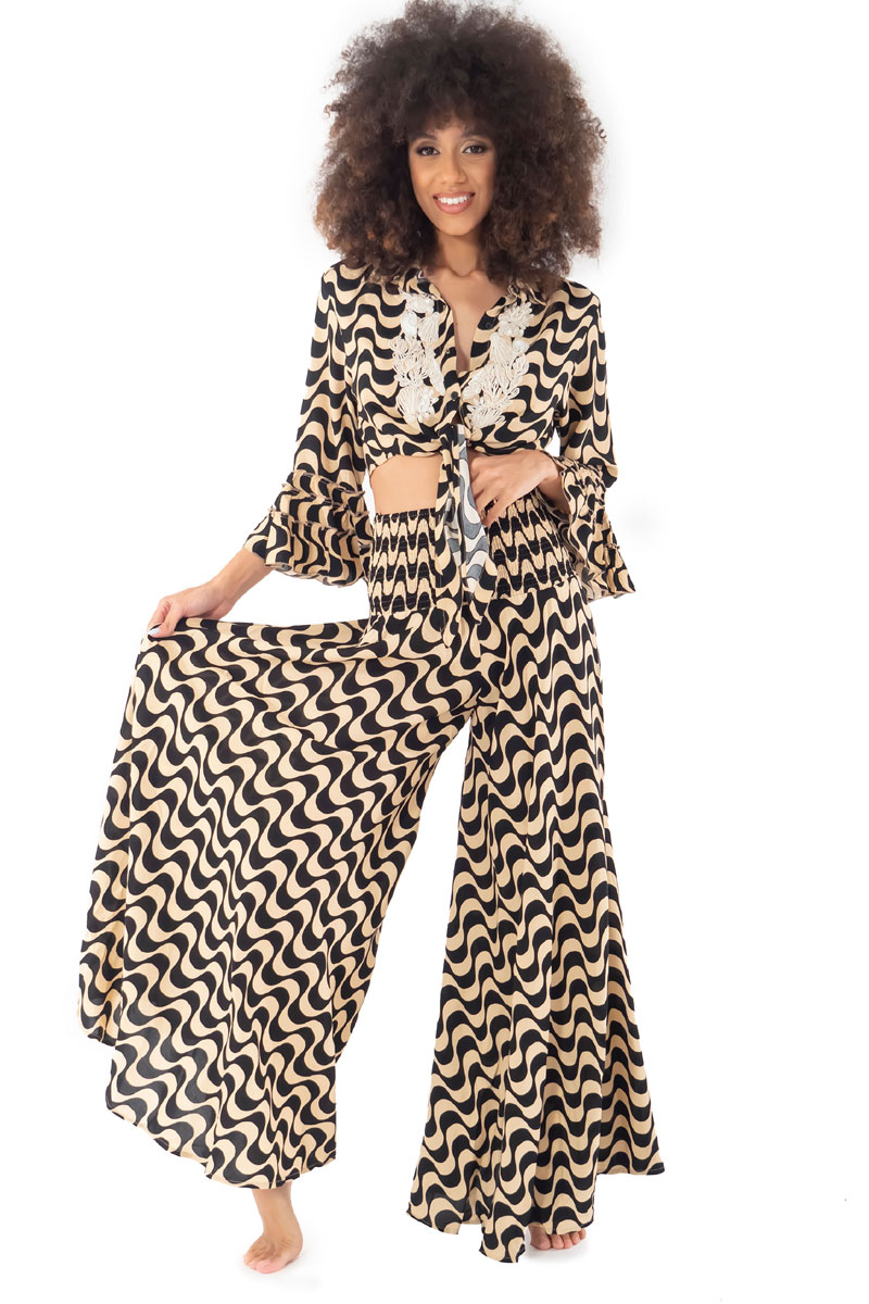 Spodnie letnie Iconique Palazzo Viscose Trousers IC23-114