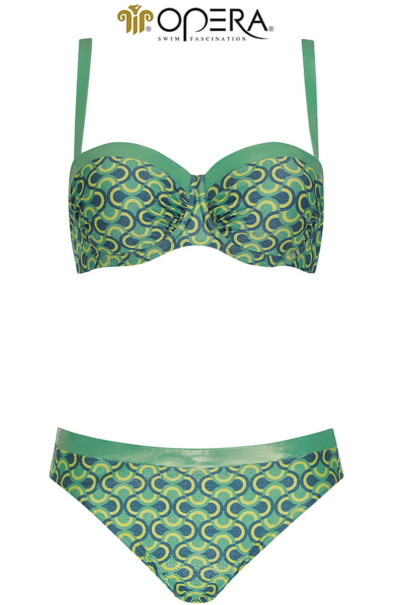 Strój kąpielowy Opera Bikini Green Strapless Padded Balcony Bikini Set 61601
