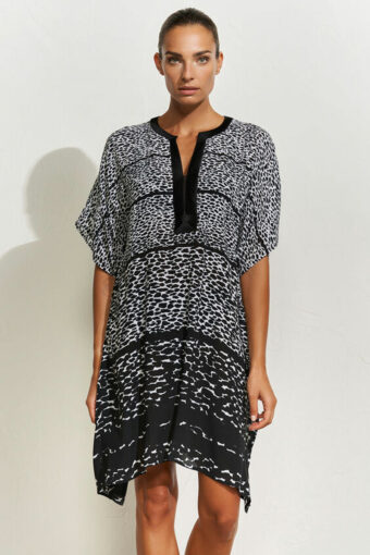 Tunika plażowa Maryan Mehlhorn Kaftan Black/White M3222