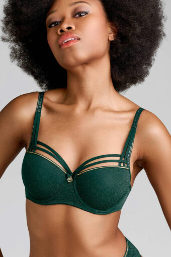 Biustonosz Marlies Dekkers Dame de Paris Lurex Green and Gold Padded Balcony Bra 364301
