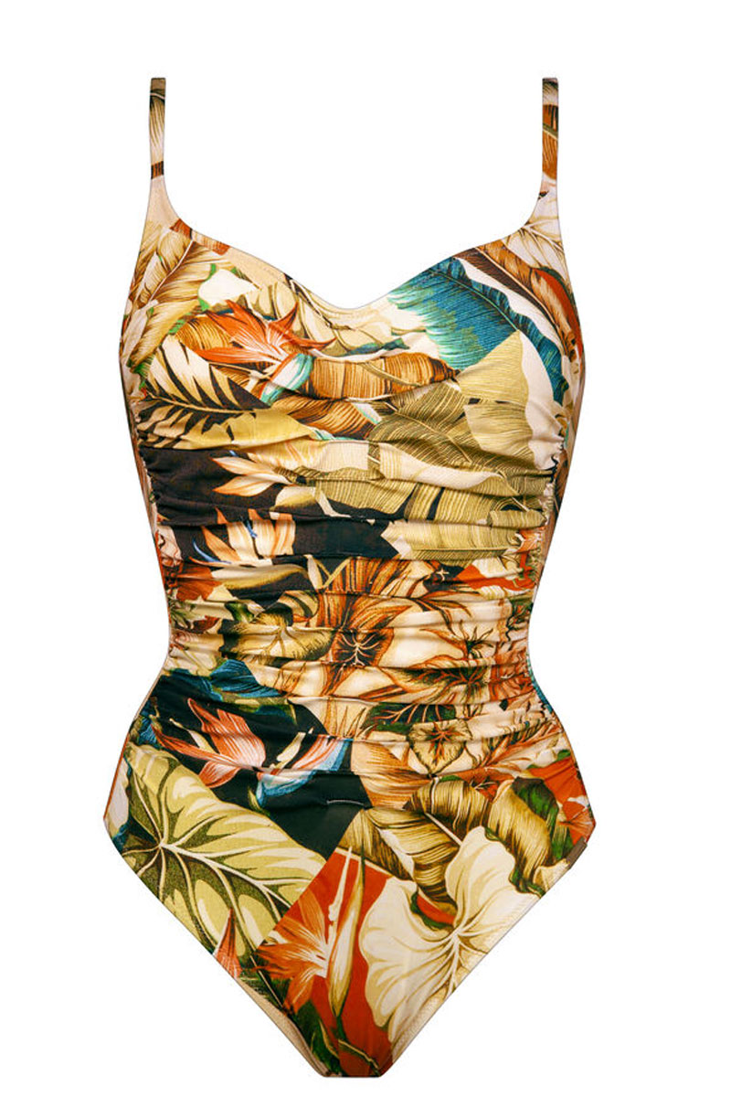 Strój kąpielowy Maryan Mehlhorn Hypnotic Sepia Leaves Underwired One-Piece Swimsuit 4314