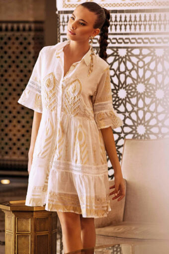 Sukienka letnia Iconique Rachel Cotton Summer White Dress IC24-021