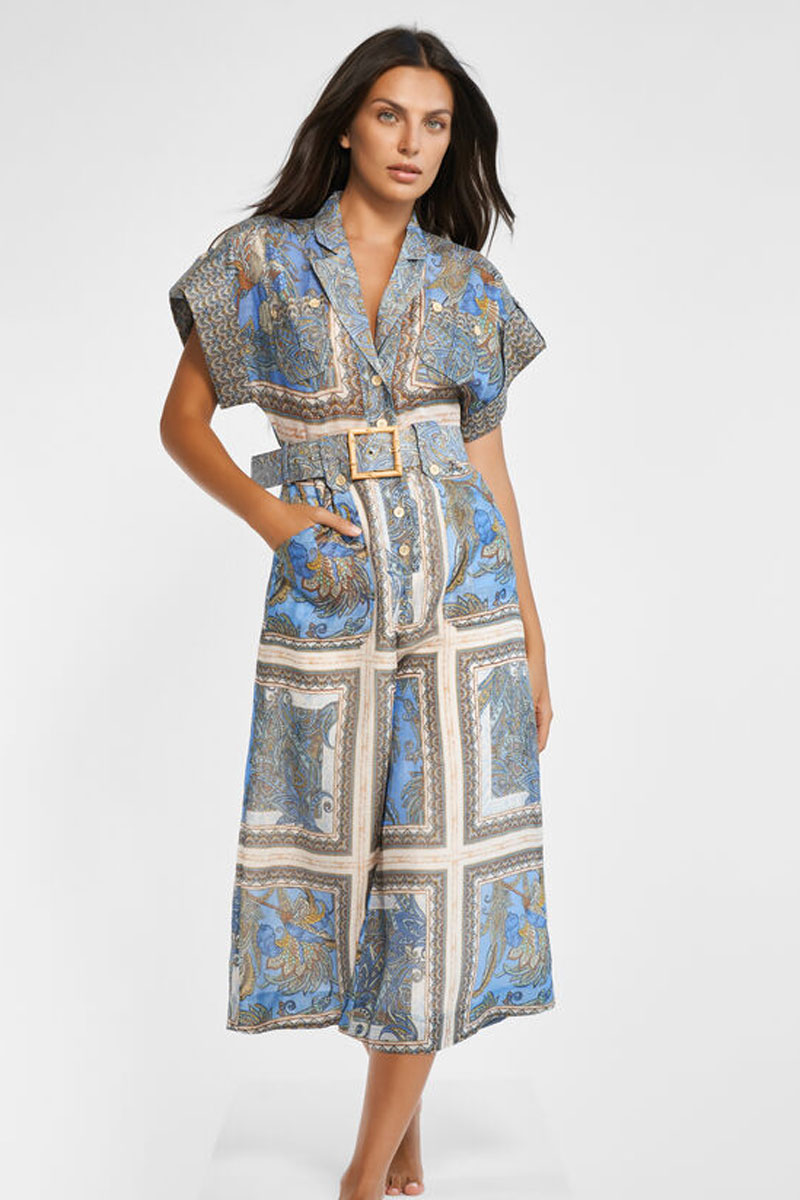 Kombinezon Maryan Mehlhorn Majorelle Silk Linen Jumpsuit M9304