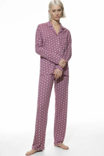 Piżama Mey Modern Mosaic Elderberry Collar Cotton Pyjamas 1240035