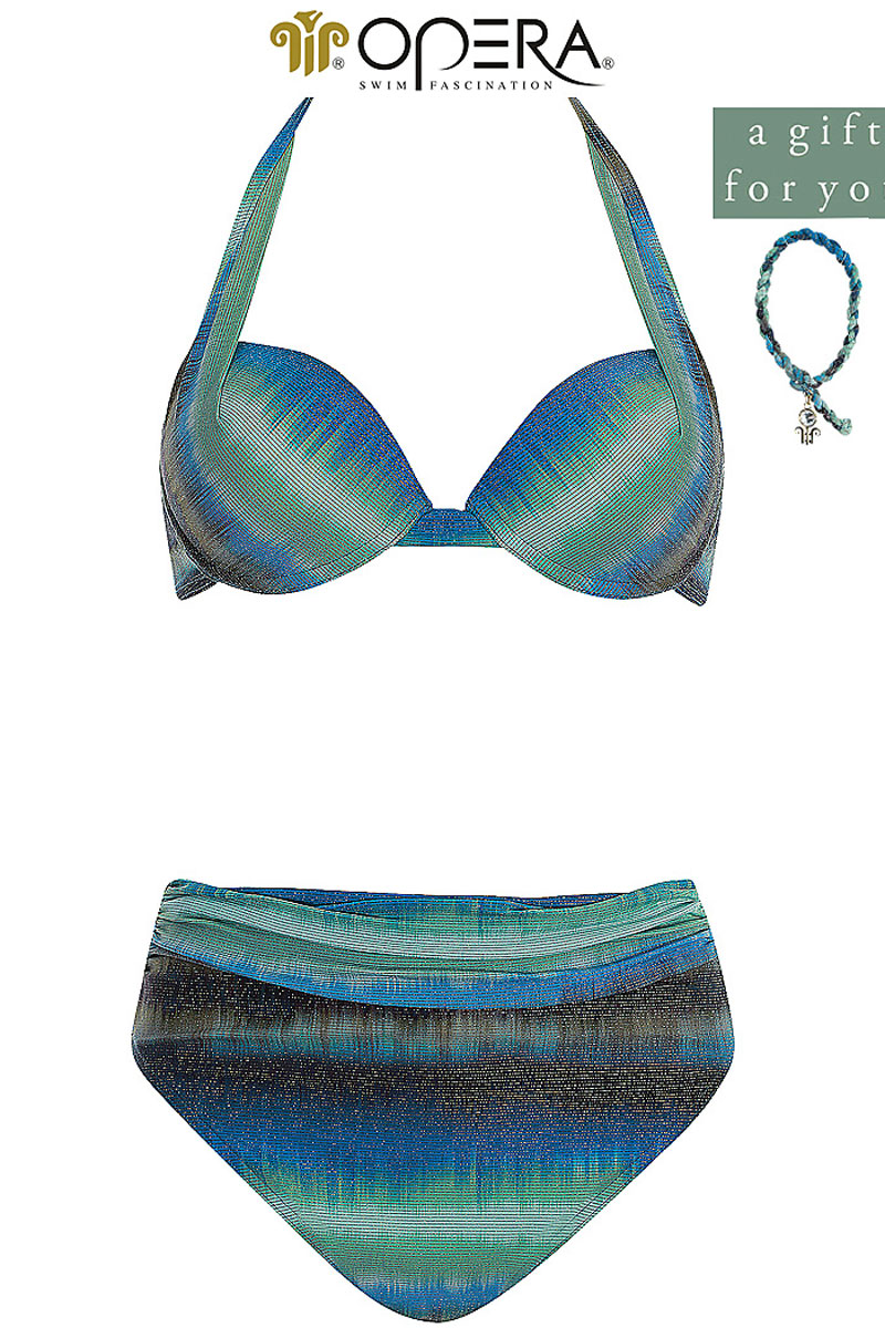 Strój kąpielowy Opera Gelb Lurex Sparkling Padded Plunge Bikini Set 61002