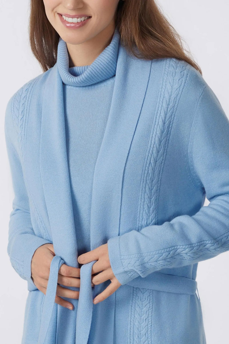 Kardigan Marc & Andre Knee-Length Cashmere Cardigan Blue W24-00CH0401 - obrazek 3