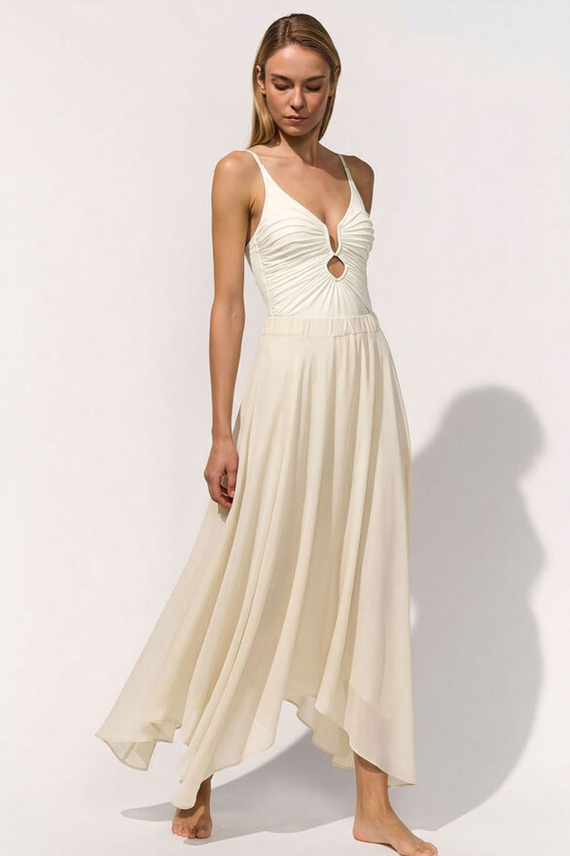 Spódnica Maryan Mehlhorn Silk Long White-Ivory Skirt M9101