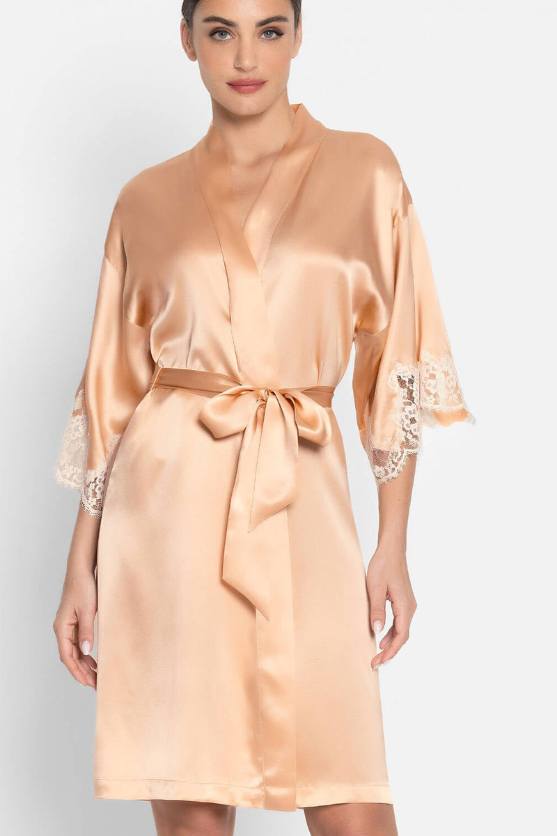 Szlafrok Lise Charmel Splendeur Soie Peche Silk Negligee ALC 2080