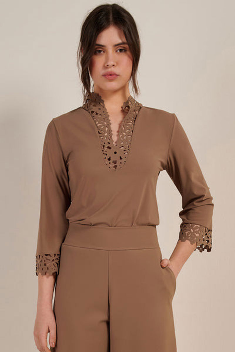 Bluzka Pain de Sucre Blouse with Bell Sleeves Taupe Talis